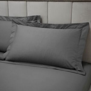 Plain Dye 100% Egyptian Cotton 180 Thread Count Oxford Pillow Case, Charcoal - Bianca