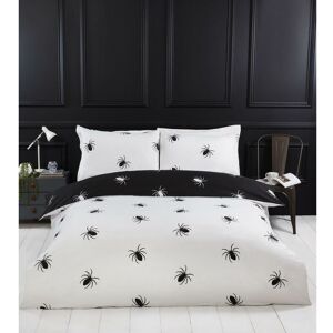 Rapport - Black Spider Reversible Duvet Cover Set Halloween Bedding Double - Black