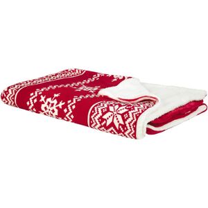 BELIANI Winter Blanket Two-Sided Fluffy Seasonal Christmas Pattern 150x200 cm Red Vantaa - Red