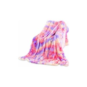 Orchidée - Blanket 160 200cm Double Sided Cozy Rainbow Color High Quality Fluffy Fleece Blanket, Plaid Artificial Plush Soft Warm, Suitable Sofa or