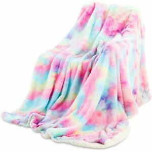 ROSE Blanket 160 200cm Double Sided Cozy Rainbow Color High Quality Fluffy Fleece Blanket, Plaid Artificial Plush Soft Warm, Suitable Sofa or Rainbow Bed