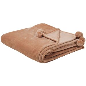 BELIANI Modern Blanket Brown Polyester Soft Accent Throw Bedspread 200 x 220 cm Terke - Brown