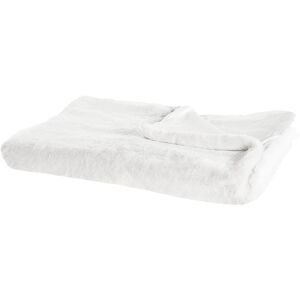 Beliani - Blanket Fluffy Fabric Throw Living Room Decoration 200 x 220 cm White Chaab - White