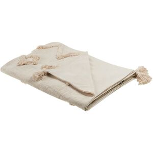 Beliani - Boho Cotton Throw Blanket 130 x 180 cm Geometric Pattern Beige Guna - Beige