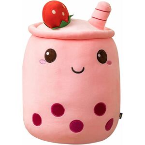 TINOR Bubble Tea Plush Pillow Plush Pillow, Cute Milk Tea Cup Plushie Bubble Tea Soft Toy with Strawberries, Bubble Tea Cup Plush Toy Soft Stuffed Throw