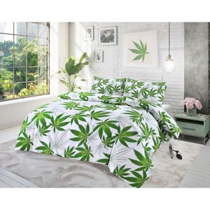 Kampala Hill - Cannabis Green Duvet Cover Set Hemp Leaf Bedding - Double - Green