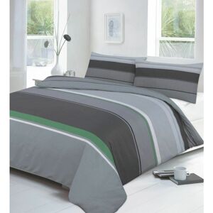 Kampala Hill - Carter Striped Duvet Cover Set Bedding with Pillowcases - Green - Double - Green