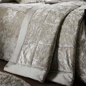 Catherine Lansfield - Crushed Velvet Quilted Bedspread, Natural, 220 x 220 Cm