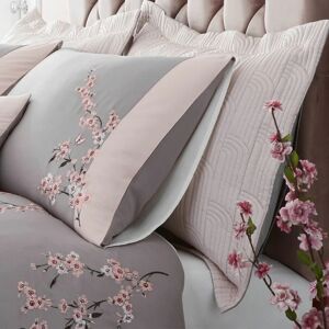 Catherine Lansfield - Embroidered Blossom Pillow Sham, Pink, Pair