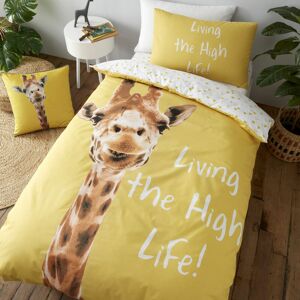 Catherine Lansfield - Kids Giraffe Living The High Life Easy Care Duvet Cover Set, Yellow, Single