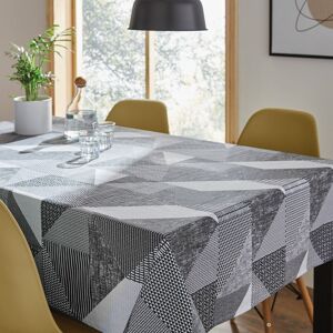 Catherine Lansfield - Larsson Geo 100% Cotton Tablecloth, Grey, 137 x 229 Cm