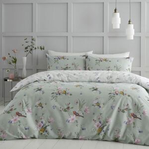 Catherine Lansfield - Songbird Reversible Easy Care Duvet Cover Set, Sage, King