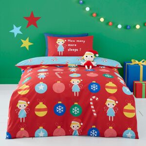 Cosatto - Christmas Fairy Print 100% Cotton Reversible Duvet Cover Set, Red, Single