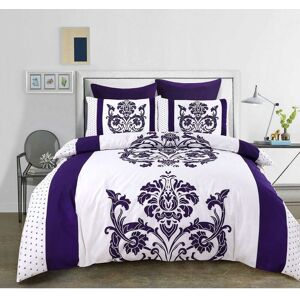 Kampala Hill - Darcy Floral Duvet Cover Set Reversible Bedding Flowers/Zig Zag - plum- King - Plum