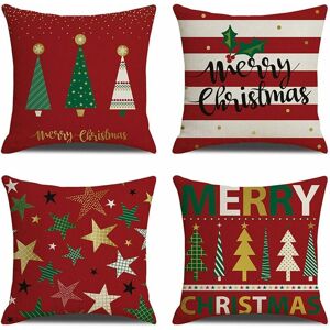 LANGRAY Decorative Pillow Covers, 45.7 x 45.7 Cm, 4 Pieces, For Winter, Decorative Pillows For Couch, Sofa, Bed, Breathable Linen With Hidden Zipper