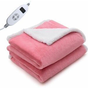 Costway - Electric Heated Blanket Soft Faux Velvet Reversible Blanket w/ 10 Heat Settings