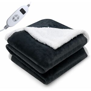 COSTWAY Electric Heated Blanket Soft Faux Velvet Reversible Blanket W/ 10 Heat Settings