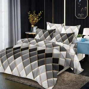 Groofoo - Fashion Unique 3D Geometric Stripe Printed Duvet Cover Sets, 3 Piece Nordic Style Minimalism Double Size Microfiber Duvet Cover Set with