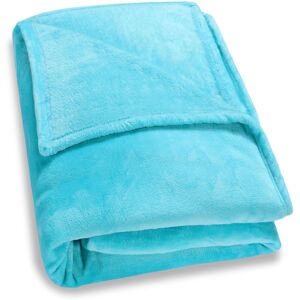 Deuba Faux Fur Throws Fleece Blanket Soft Sofa Bed Large King Size Warm Double Cover 220x240 - light blue