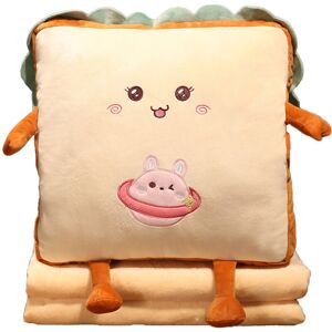PESCE Fun toast travel pillow Hand warmer nap pillow Cute plush bread toy soft washable seat Planet Rabbit 100170
