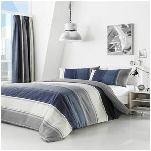 Fusion Betley Stripe Reversible Duvet Cover Set, Blue, Super King