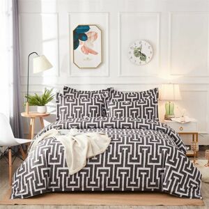 HOOPZI Geometric Checkered Duvet Cover Set King Modern Design 3 Piece Bedding Set Decorative Color04 King (1 Duvet Cover + 2 Pillow Covers No Comforter)