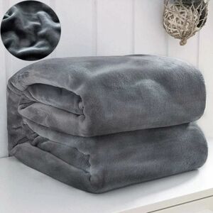 Hoopzi - Gray cozy blanket 200 × 230cm, soft plush plush blanket, flannel fleece blanket tv blankets / sofa blanket / life blanket / microfiber sofa