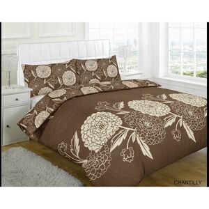 HOMESPACE DIRECT HomeCare Textiles Chantilly Duvet Cover Bed Set CHOCOLATE (Single) - Multicoloured