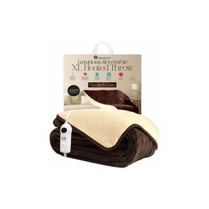 Homefront - Extra Large Electric Heated Throw Over Blanket - Chocolate & Cream