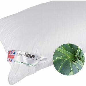 Homescapes - Aloe Vera Infused Cotton Pillow Extra Fill Goose Feather and Down - White