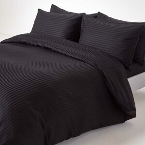 Homescapes - Black Egyptian Cotton Duvet Cover Set 330 Thread Count, Super King - Black - Black