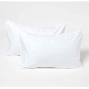 Homescapes - White Cotton Stripe Kids Pillowcases 40 x 60 cm 330 Thread Count, 2 Pack - White - White