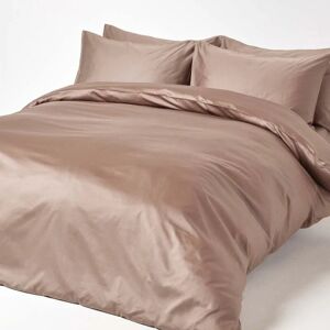 Homescapes - Brown Organic Cotton Duvet Cover Set 400 Thread count, Super King - Brown - Brown