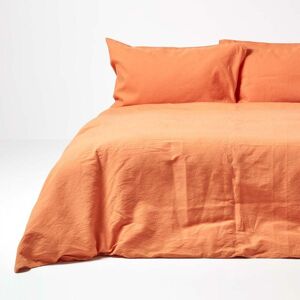 Homescapes - Burnt Orange European Linen Duvet Cover Set, 240 x 220 cm - Orange - Orange