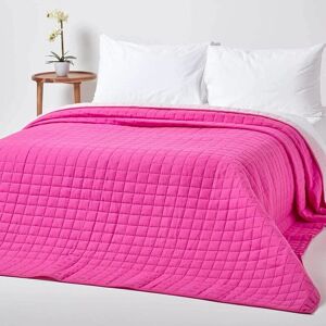 Homescapes - Cotton Quilted Reversible Bedspread Pink & Cerise, 230 x 250 cm - Pink