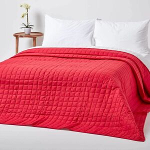 Homescapes - Cotton Quilted Reversible Bedspread Red & White, 230 x 250 cm - Red