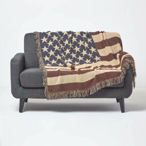 Homescapes - Cotton usa Flag Stars and Stripes Throw - Blue