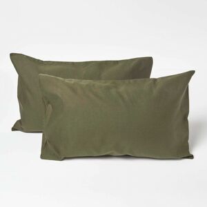 Homescapes - Green Linen Kids Pillowcases 60 x 40 cm, Pack of 2 - Green