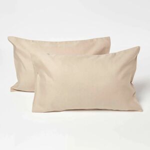 HOMESCAPES Natural Linen Kids Pillowcases 60 x 40 cm, Pack of 2 - Natural