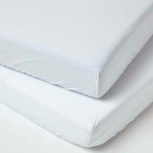 Homescapes - White Cotton Fitted Cot Sheets 200 Thread Count, 2 Pack - White - White