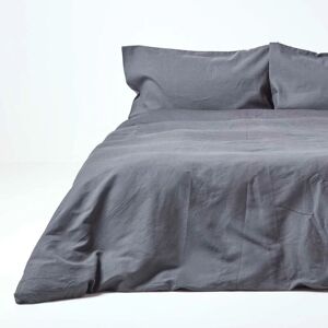 Homescapes - Dark Grey Linen Duvet Cover Set, King - Grey - Grey