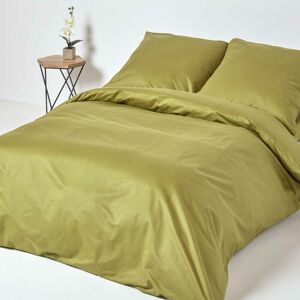 Homescapes - Olive Green Continental Egyptian Cotton Duvet Cover Set 1000 Thread Count, 240 x 220 cm - Olive Green - Olive Green