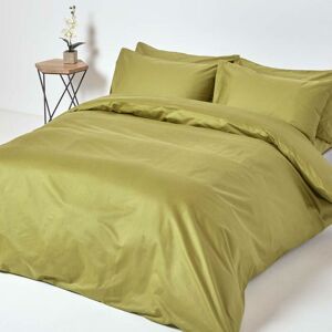 Homescapes - Olive Green Egyptian Cotton Duvet Cover Set 1000 Thread Count, Super King - Olive Green - Olive Green