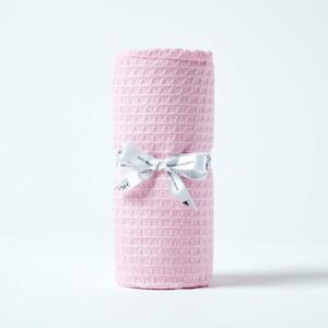 Homescapes - Organic Cotton Waffle Baby Blanket Pink, 125 x 150 cm - Pink