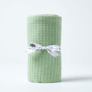 Homescapes - Organic Cotton Waffle Baby Blanket Sage Green, 125 x 150 cm - Green