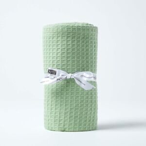 HOMESCAPES Organic Cotton Waffle Baby Blanket Sage Green, 90 x 112 cm - Green