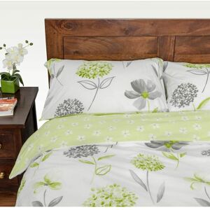 Homescapes - Pink, White and Grey Floral Duvet Cover Set, Single - Green