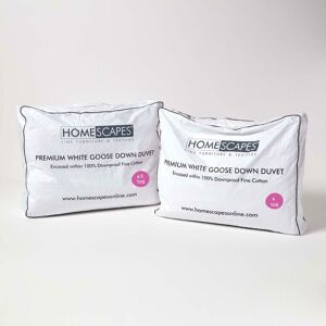 Homescapes - Premium White Goose Down 13.5 Tog All Seasons Duvet, Single - White