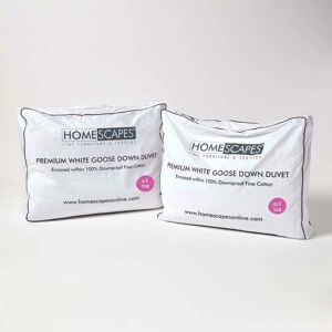 Homescapes - Premium White Goose Down 15 Tog All Seasons Duvet, Single - White