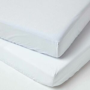Homescapes - White Cotton Cot Bed Fitted Sheets 200 Thread Count, 2 Pack - White - White
